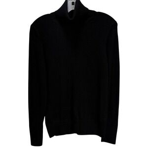 Banana Republic Silk Cashmere Classic Black Turtleneck Sweater Women's Soft SZ M